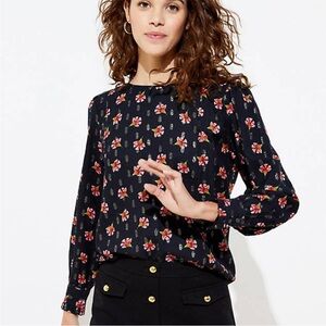 LOFT Floral Puff Sleeve Blouse